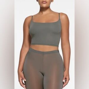 SKIMS NWT Fits Everybody Cropped Cami Top Bralette Size XXS Gray Gunmetal Rare